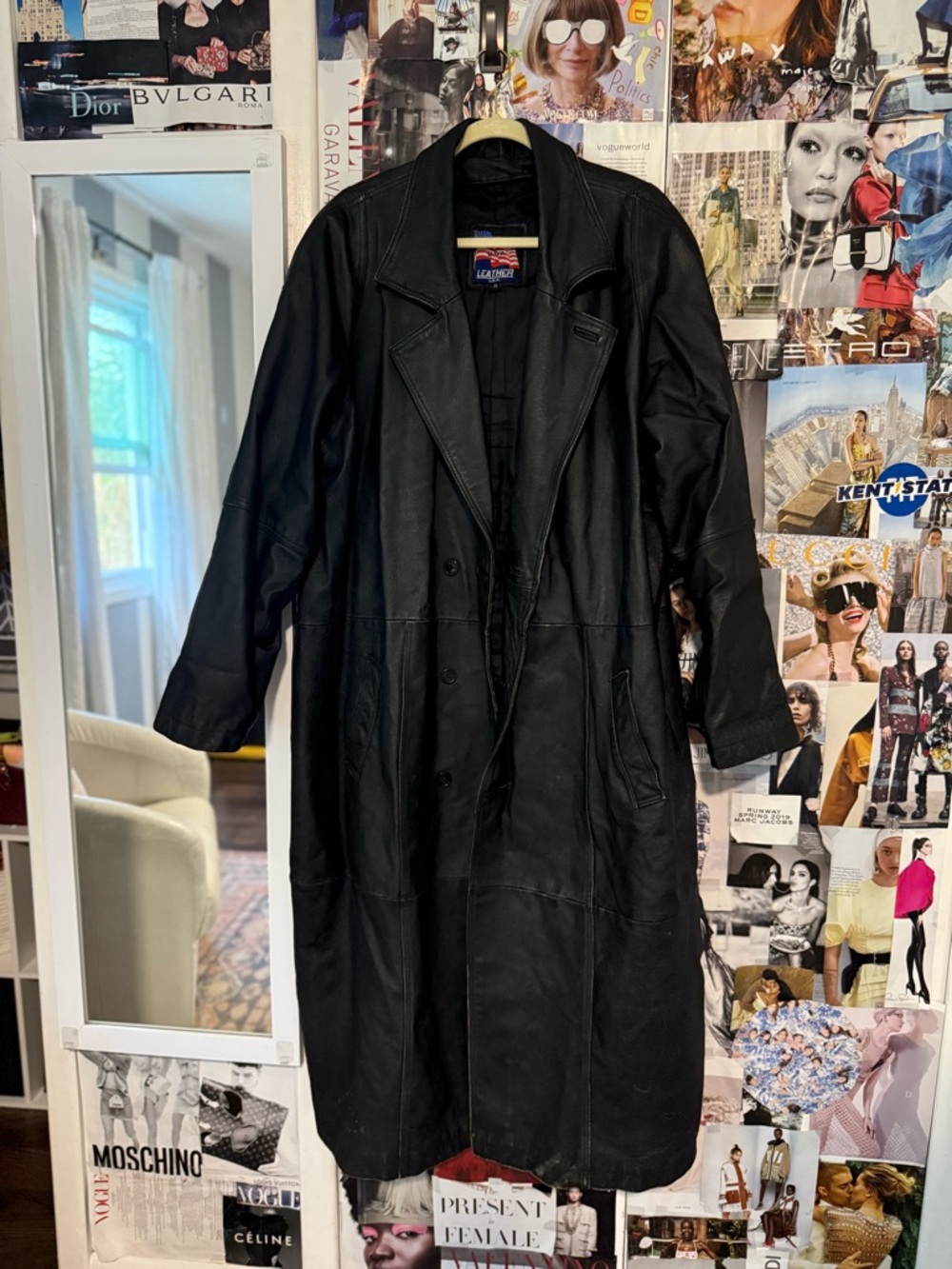 Leather Trench Coat - Black